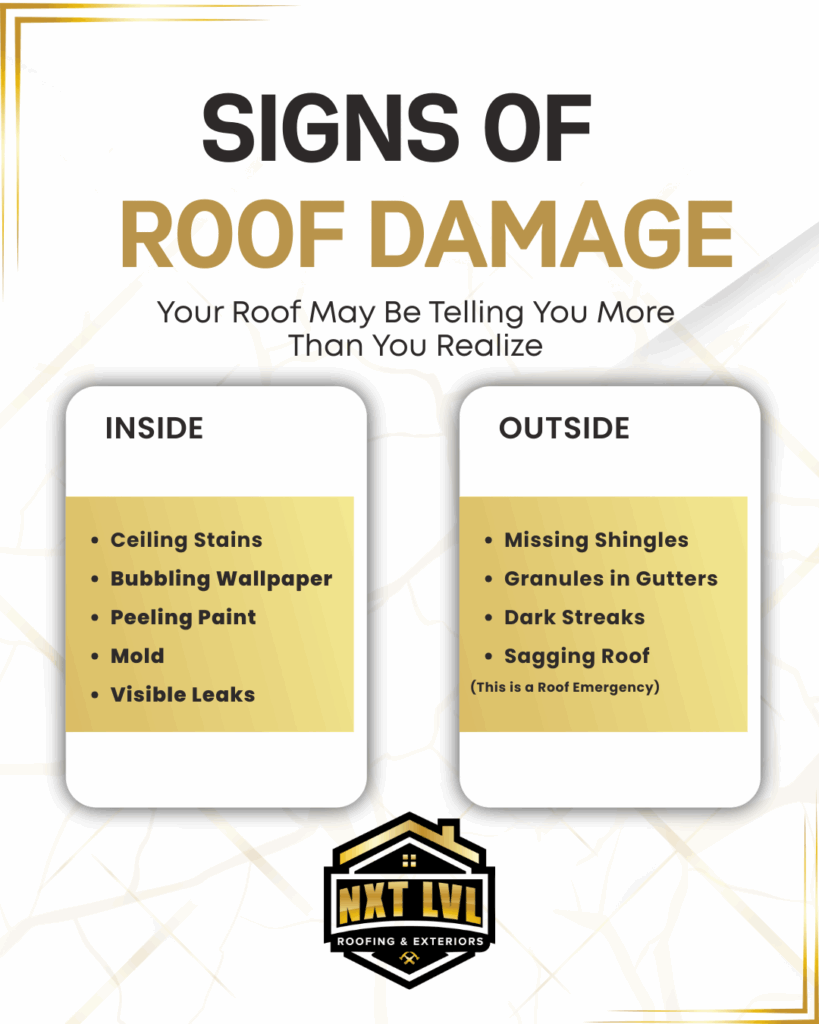 Image comparing roof damage points you could see inside an out of your home